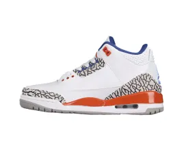 AIR JORDAN 3 RETRO KNICKS WHITE/OLD ROYAL-UNIVERSITY ORANGE-TECH GREY