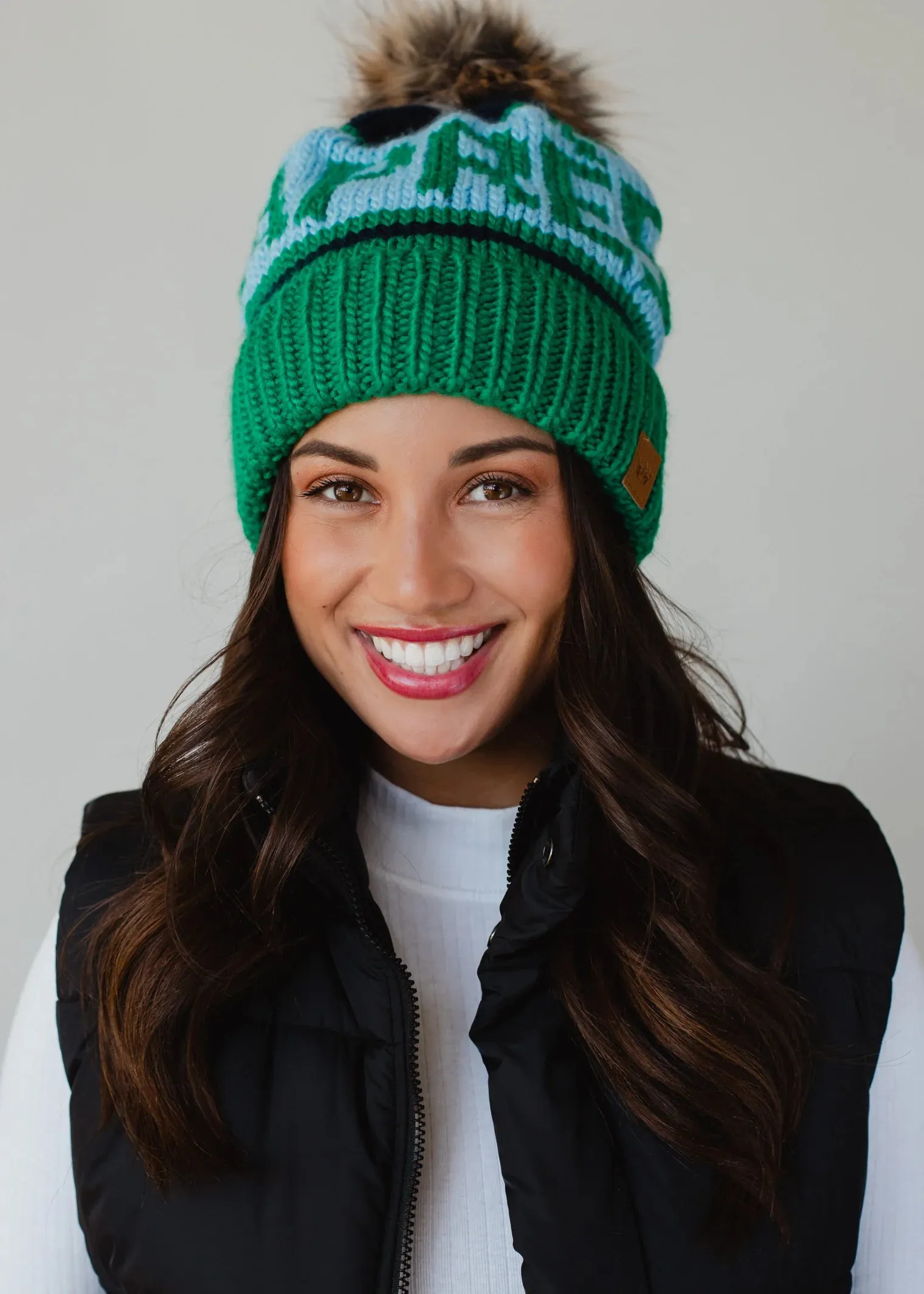 Apres Pom Hat Green/Navy