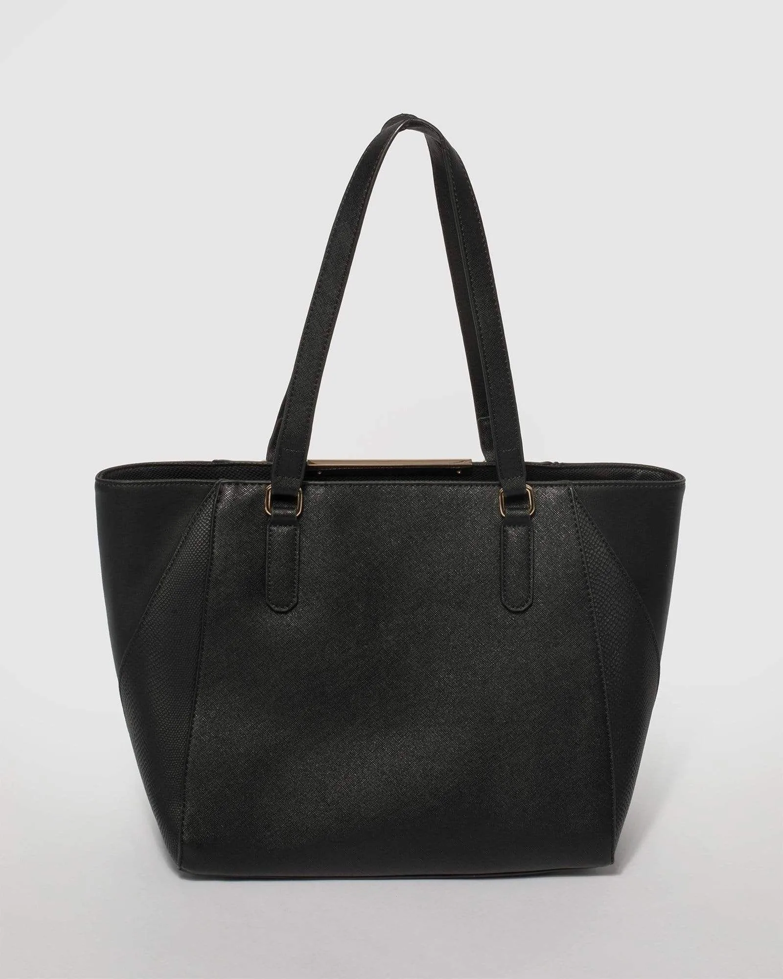 Black Domi Hardware Tote Bag With Gold Hardware