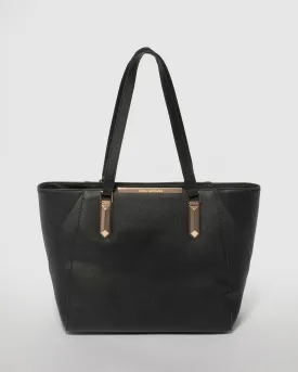 Black Domi Hardware Tote Bag With Gold Hardware