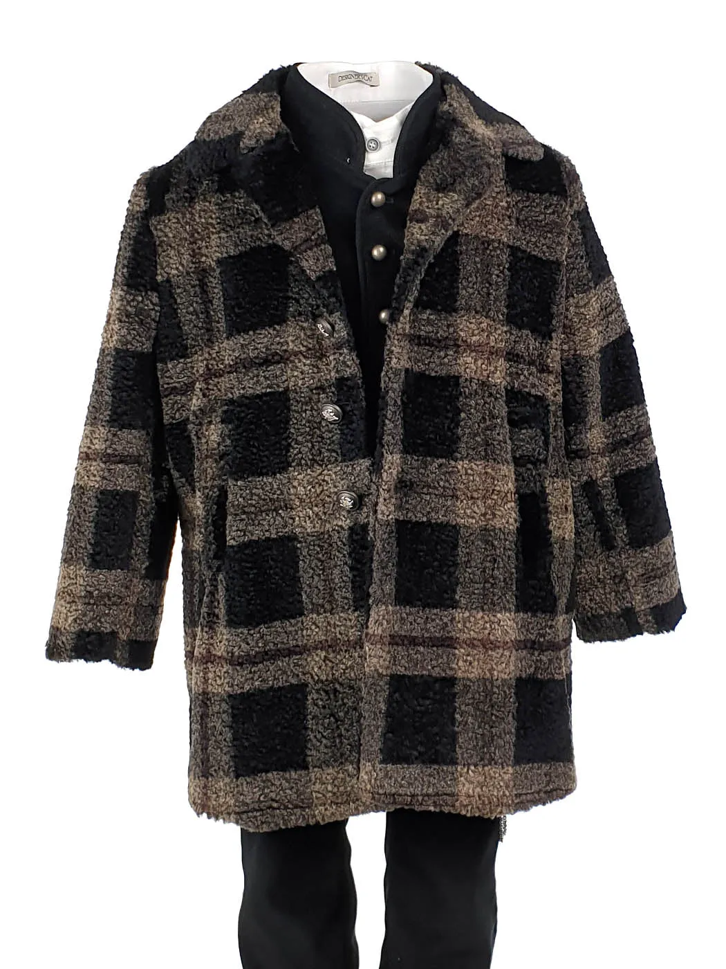 Boy's coat with checkered pattern - BRAXTON Beige