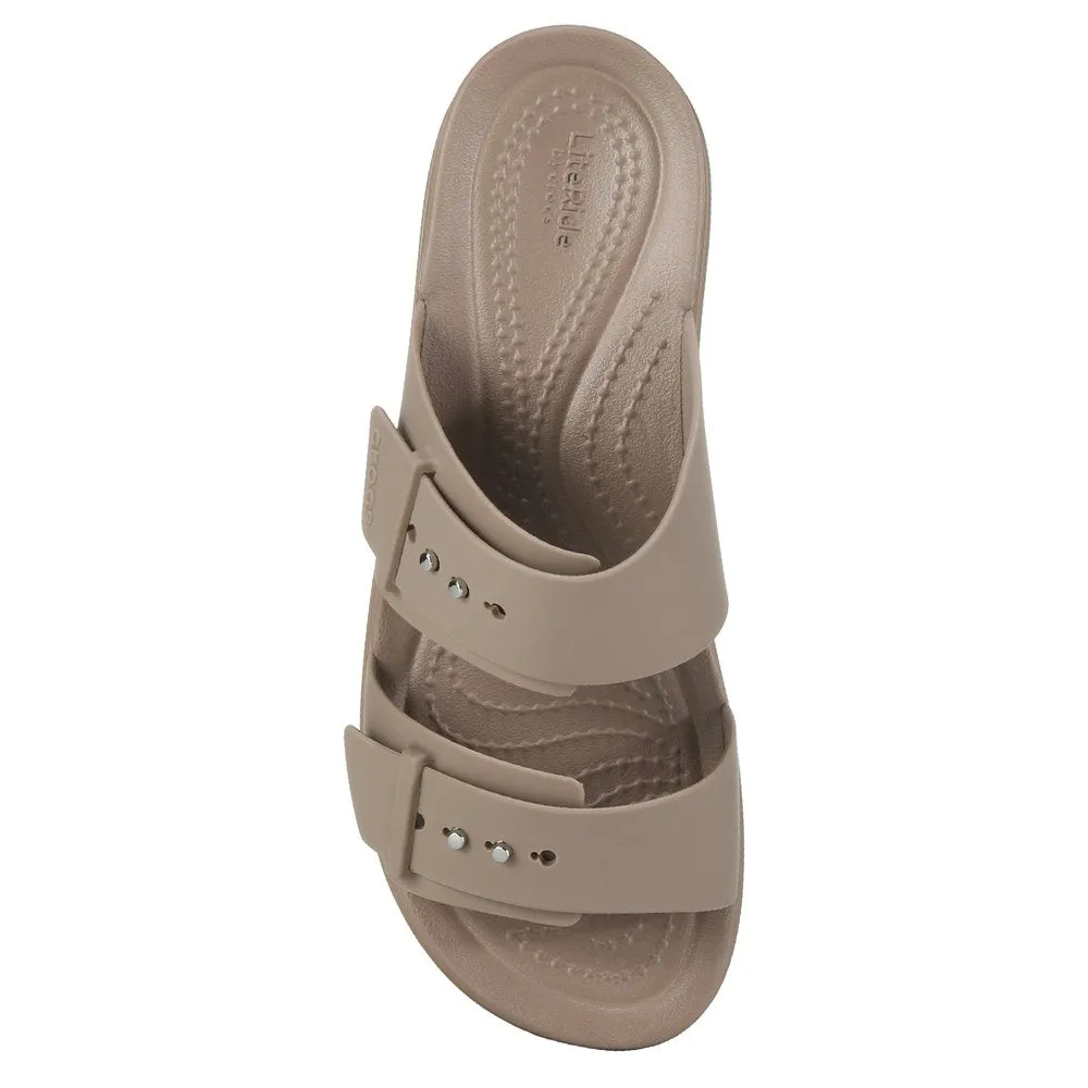 Brooklyn Crocs Women's Buckle Platform Sandals - Latte