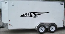 Checkered Flag Racing Trailer Decals Stickers Murals Set Auto Car Truck