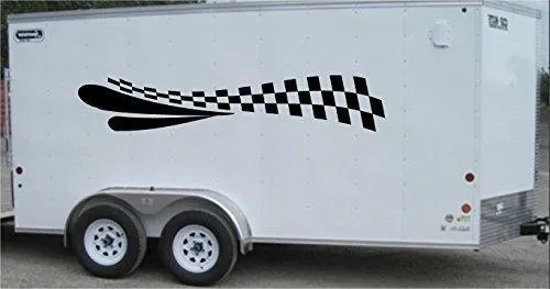 Checkered Flag Racing Trailer Decals Stickers Murals Set Auto Car Truck