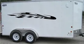 Checkered Flag Racing Trailer Decals Stickers Murals Set Auto Car Truck