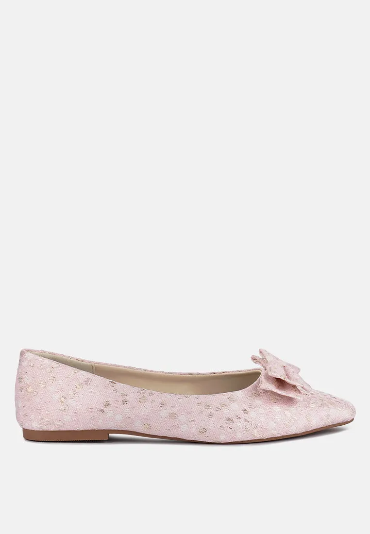 Cicely Jacquard Bow Embellished Ballet Flats