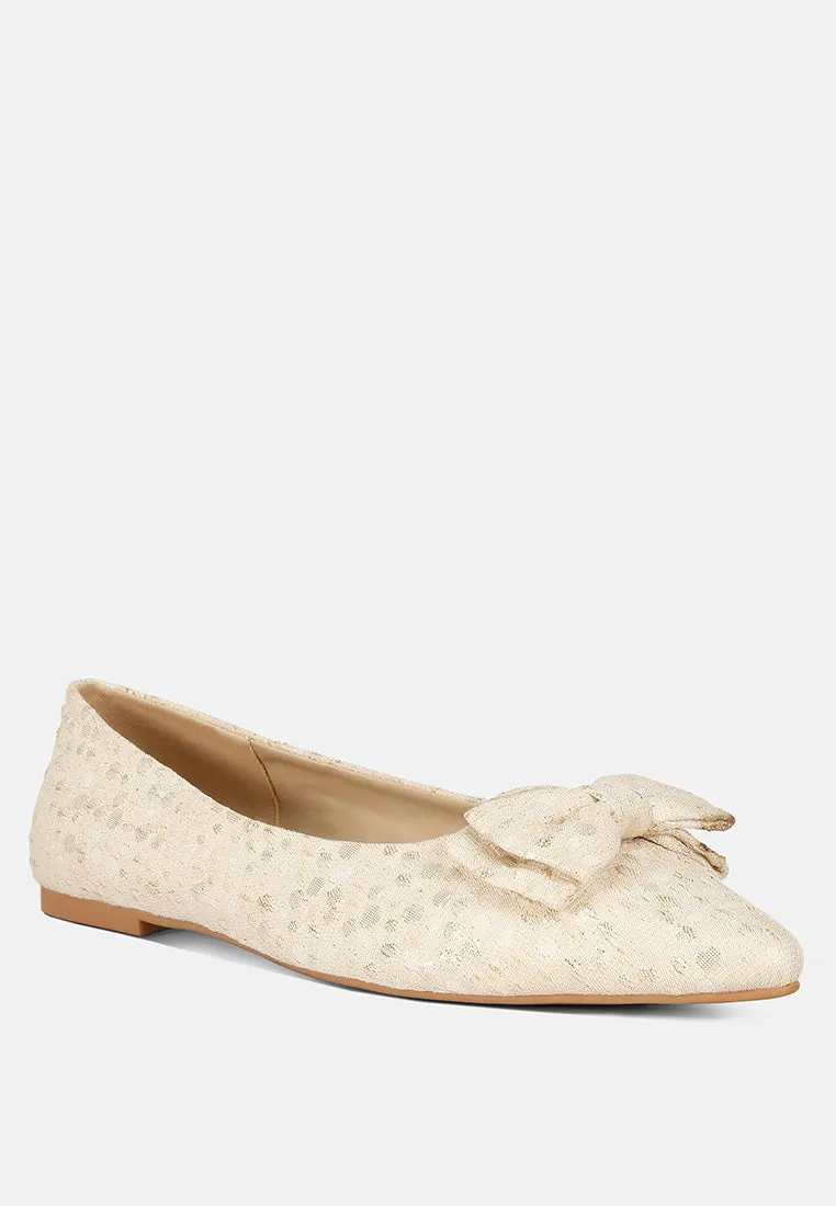 Cicely Jacquard Bow Embellished Ballet Flats