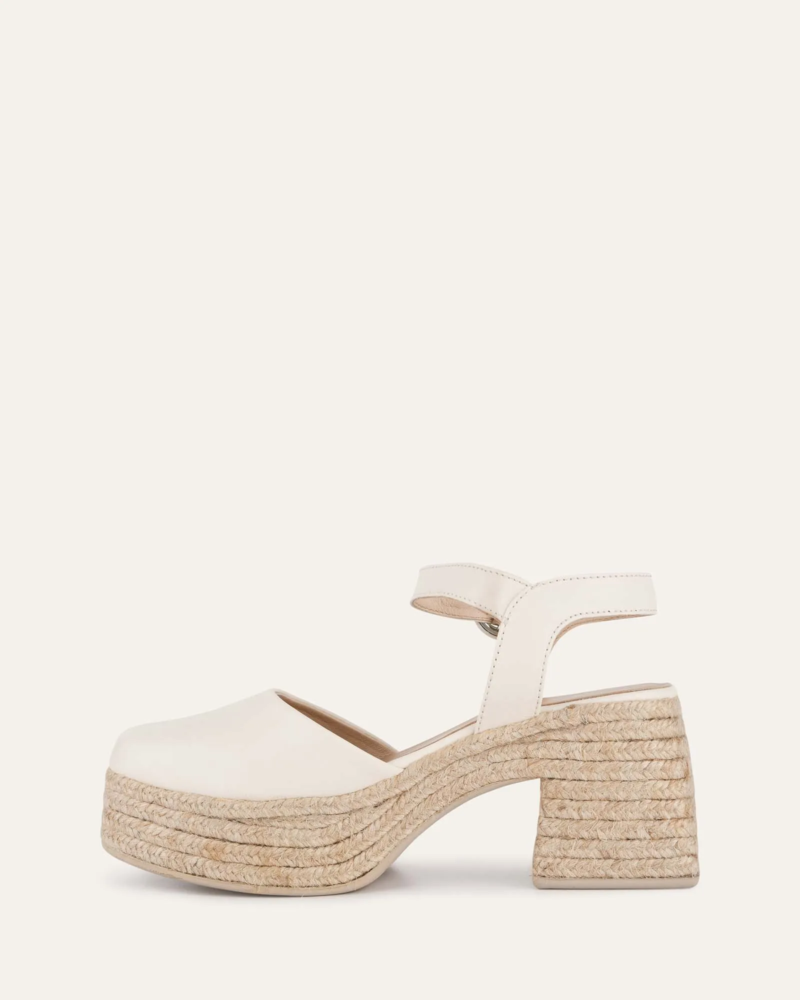 DINA HIGH HEEL ESPADRILLES OFF WHITE LEATHER