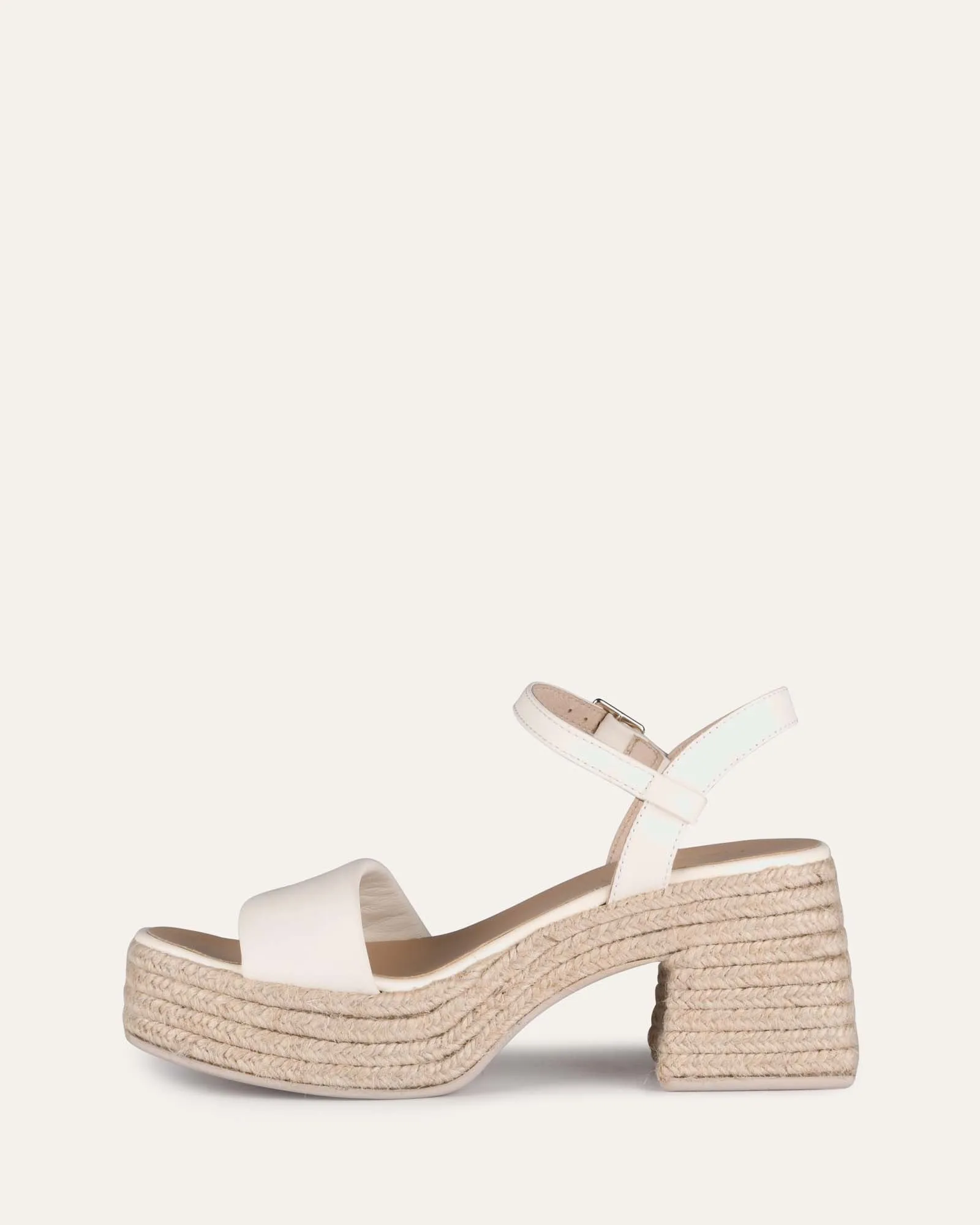 FAIRFAX HIGH HEEL ESPADRILLE SANDALS WHITE LEATHER