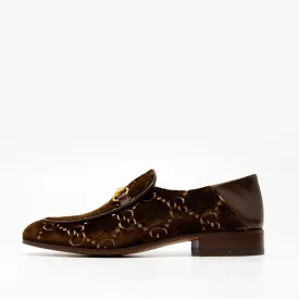 Gucci Brown Velvet GG Horsebit Loafers 7