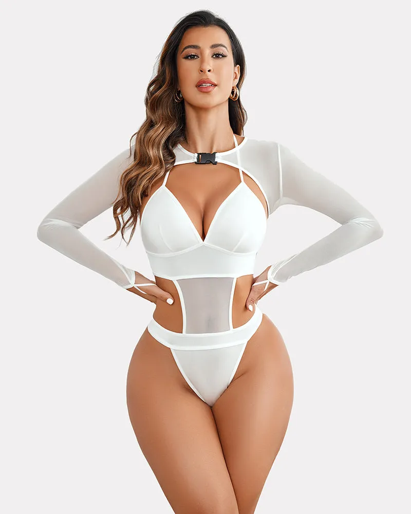 Halloween Bodysuit Buckle Shrug Crop Top Set