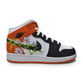 Juniors Nike Air Jordan 1 Mid SE - DQ8390 100 - White Black Starfish