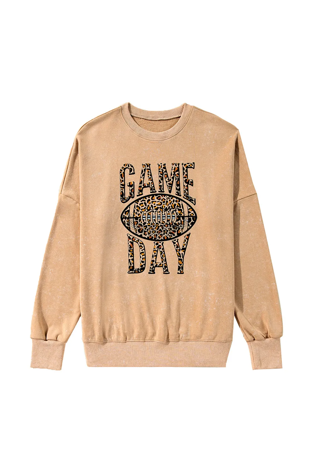 Khaki Loose Leopard GAME DAY Graphic Sweatshirt