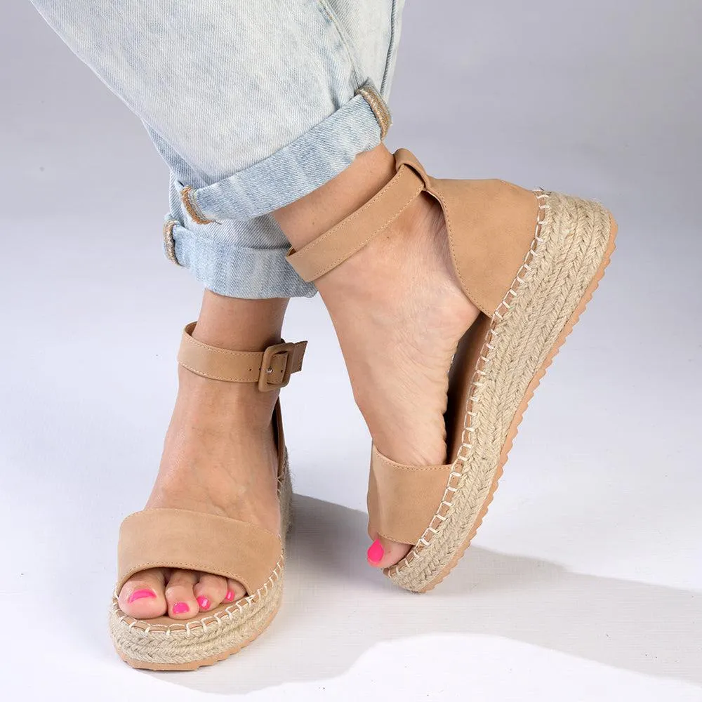 Madison Carina Closed Back Espadrille Sandals - Nude