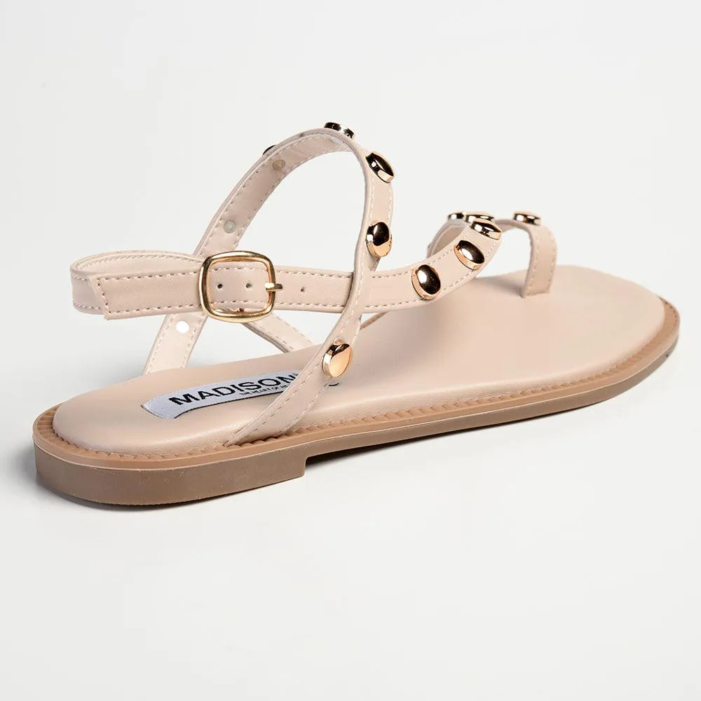 Madison Jay Studded Flat Sandal - Nude