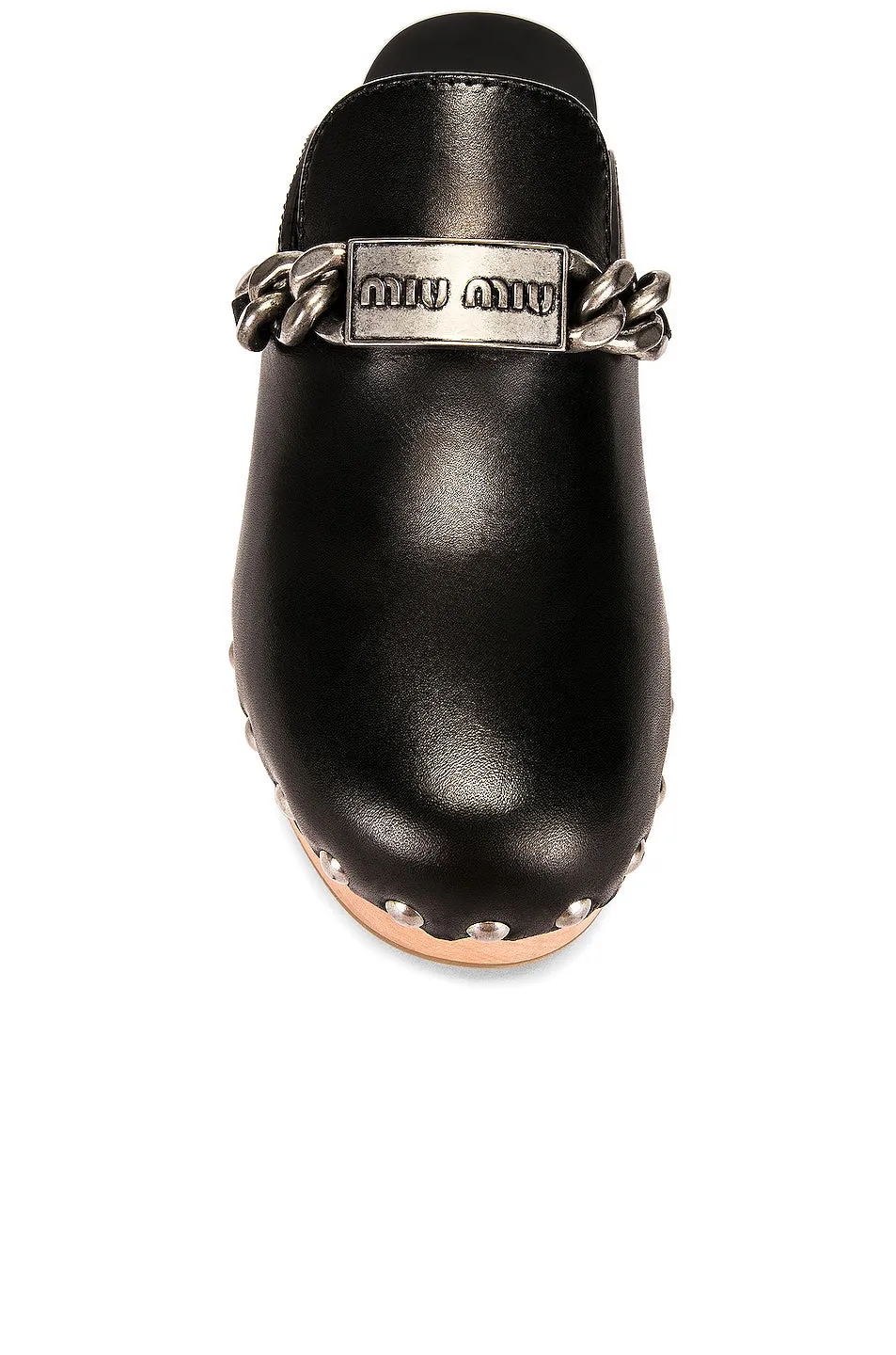 Miu Miu Logo Chain Clogs mules, nero