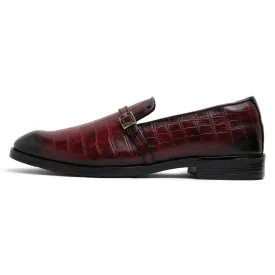 Morris- Cherry Red Croco Belt Slipons