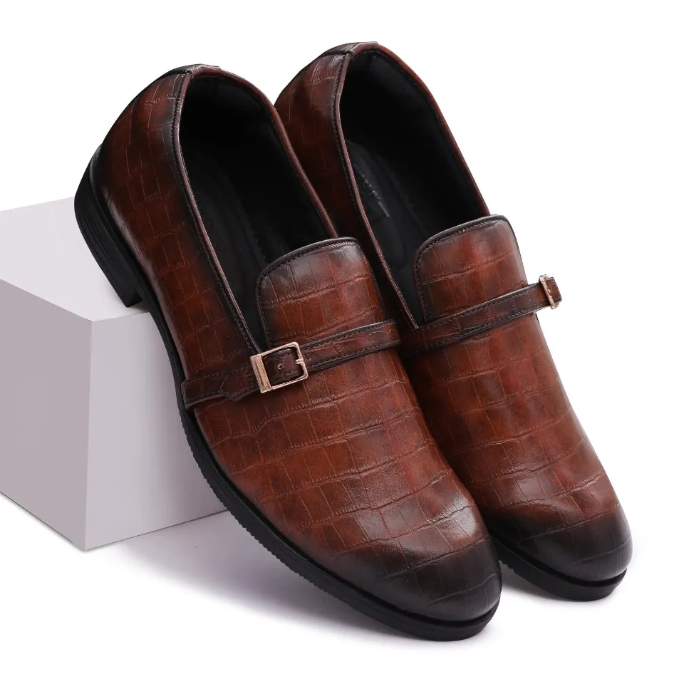 Morris- Tan Croco Belt Slipons