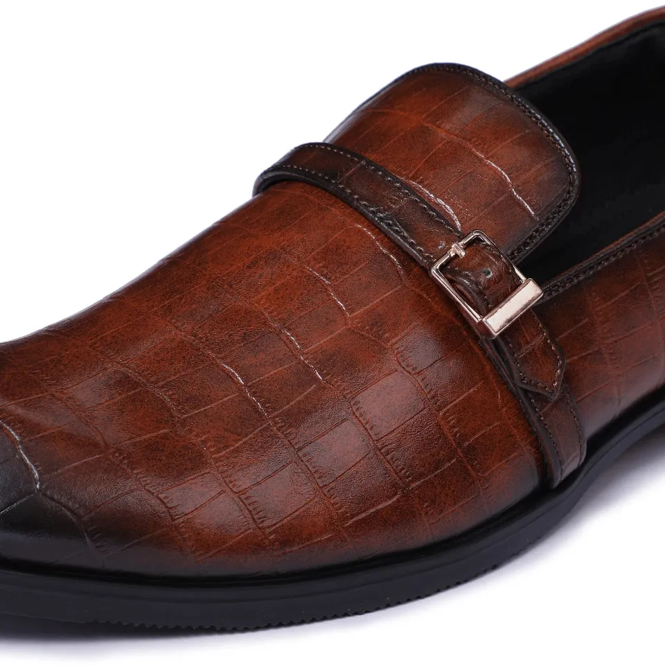 Morris- Tan Croco Belt Slipons