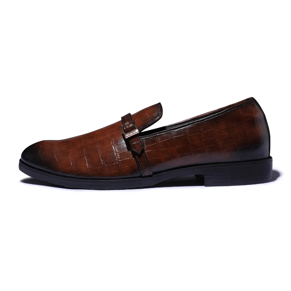 Morris- Tan Croco Belt Slipons