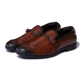 Morris- Tan Croco Belt Slipons