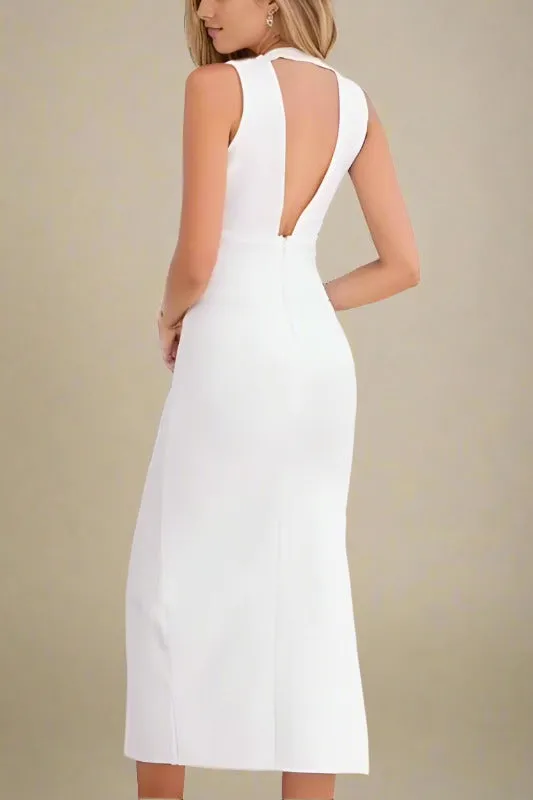 Pia Bandage Midi Dress - Pearl White