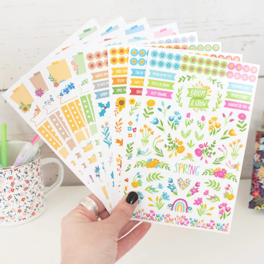 Planner Sticker Pack, Decorative Florals