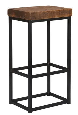 " Brown And Black Metal Backless Bar Height Bar Chair