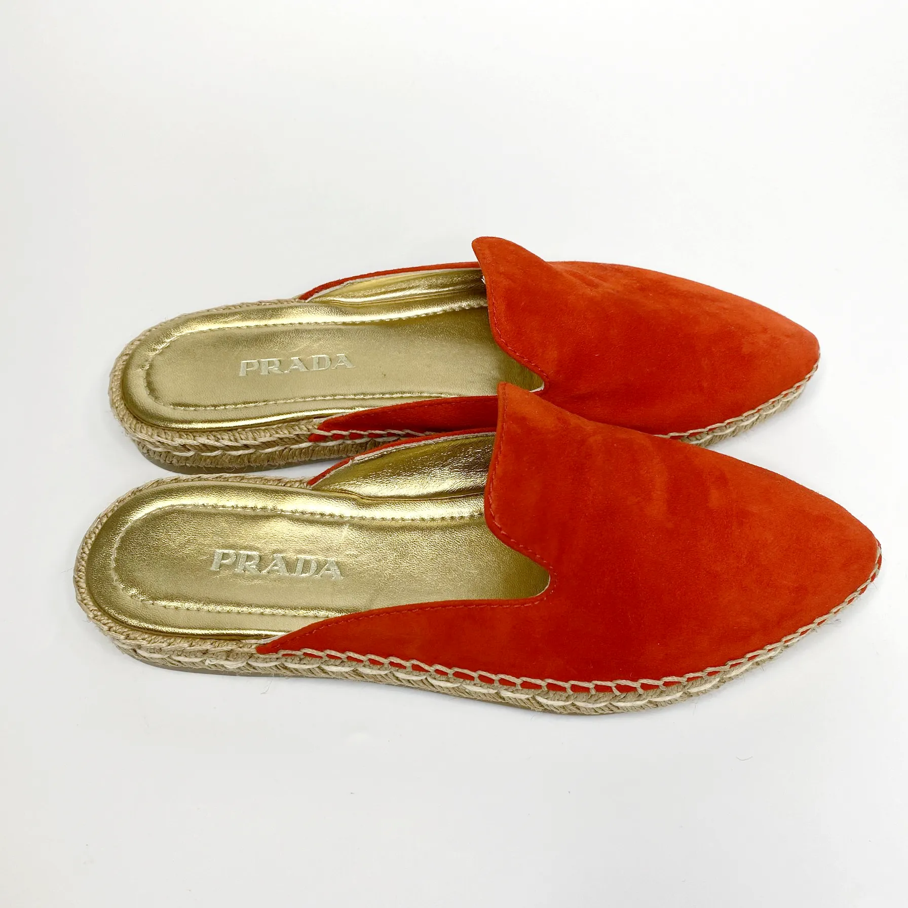 Sale! Prada Red Suede Espadrille Mules