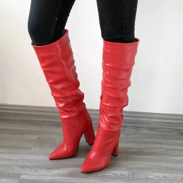 Scrunched Chunky Heeled Boots