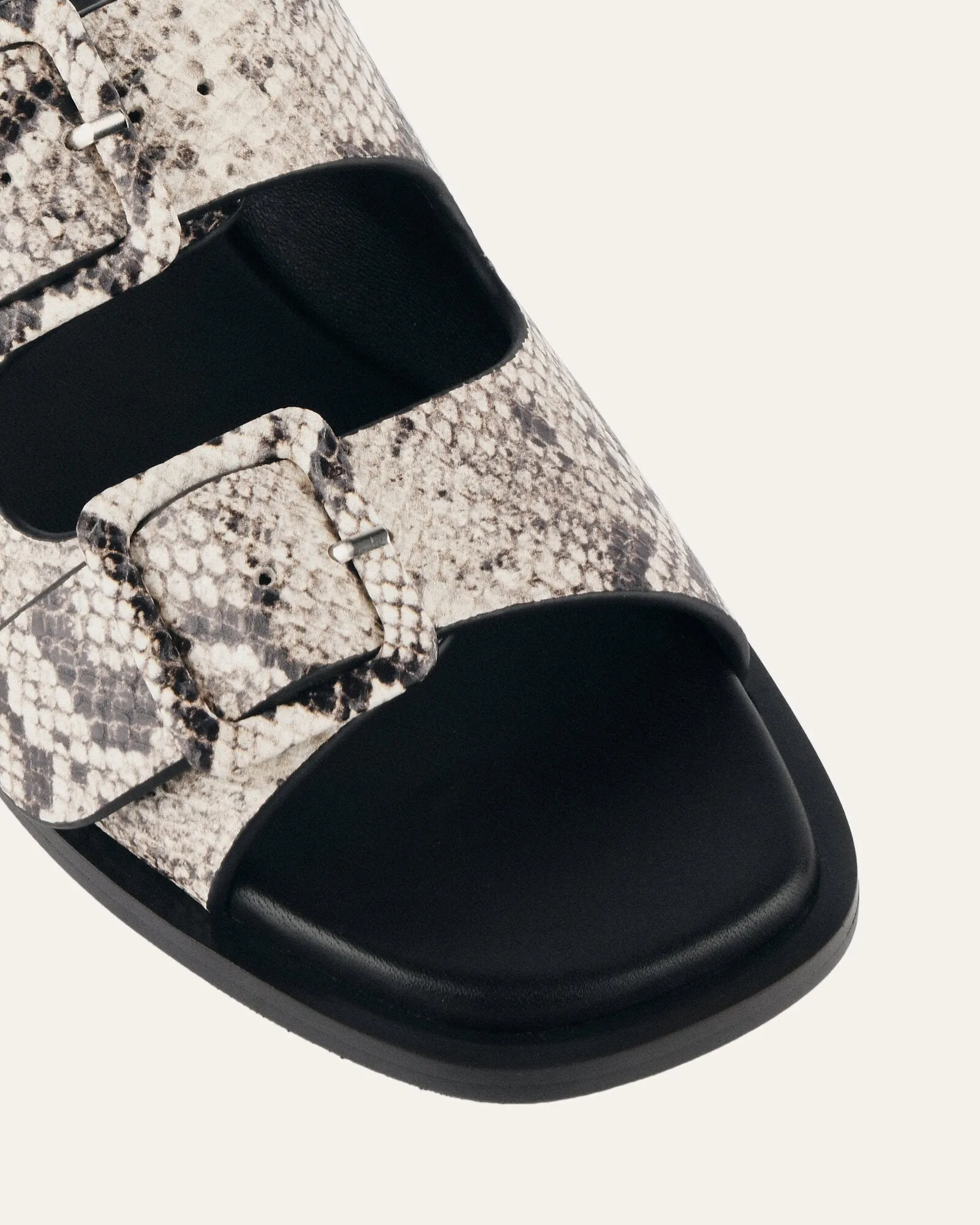 SEBASTIAN FLAT SLIDE NATURAL SNAKE PRINT LEATHER