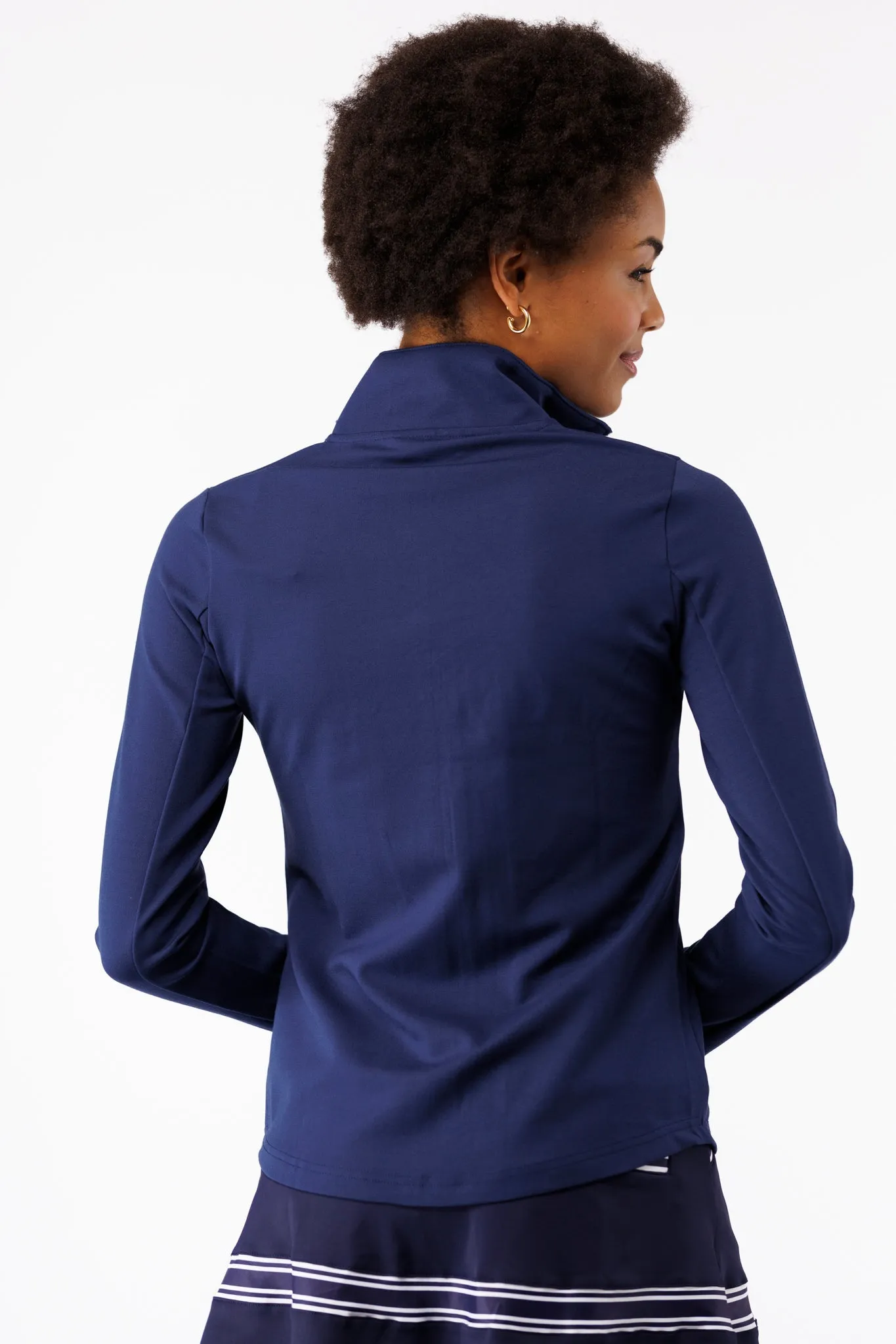 The Frankie Full Zip with Ruffle Detail - Navy