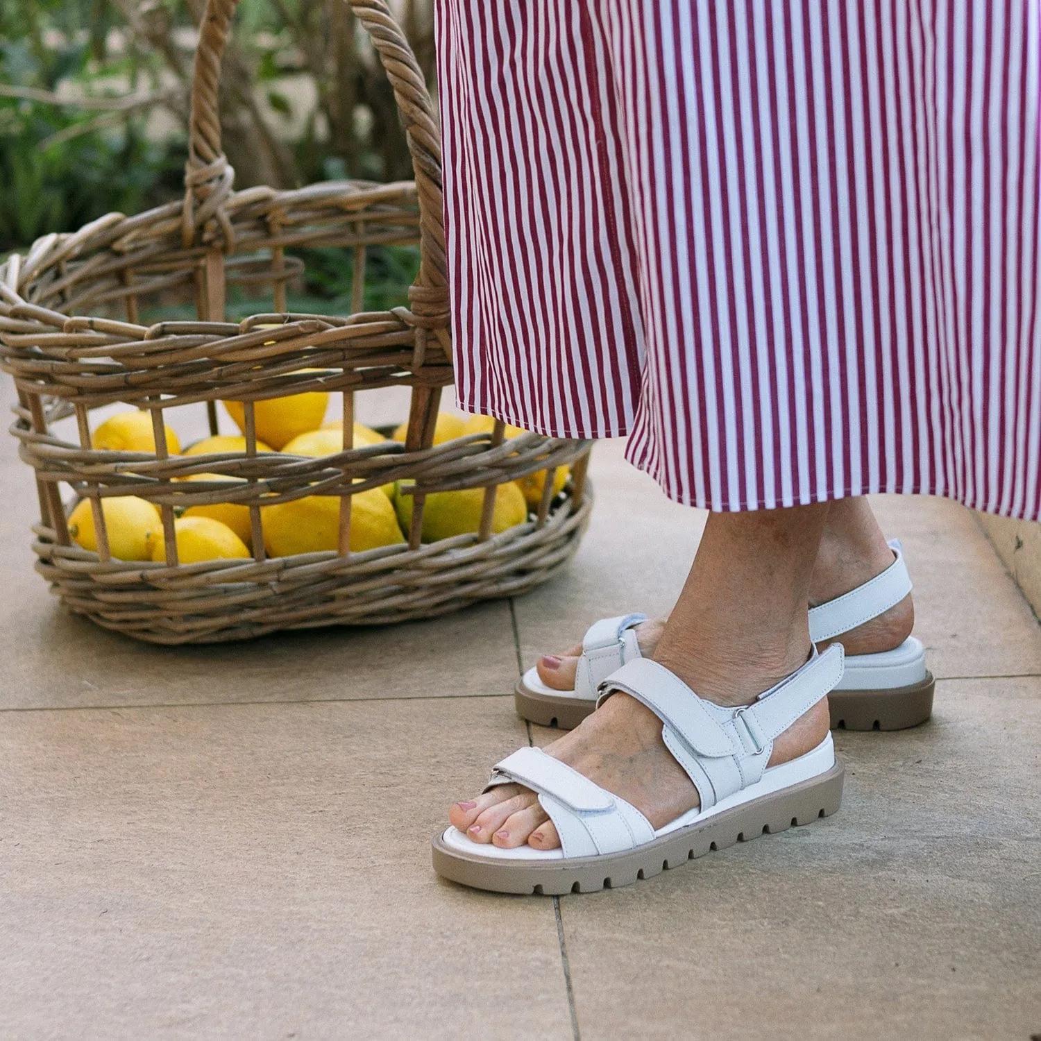 Triple Velcro straps Sandal in White - 12667