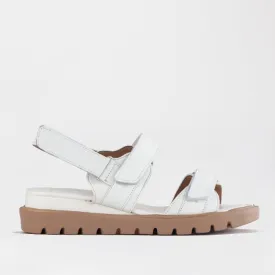 Triple Velcro straps Sandal in White - 12667