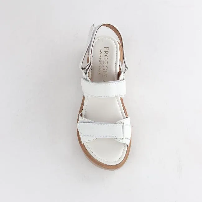 Triple Velcro straps Sandal in White - 12667